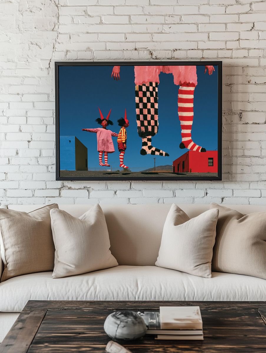 Surreal Street Figures Poster. room preview