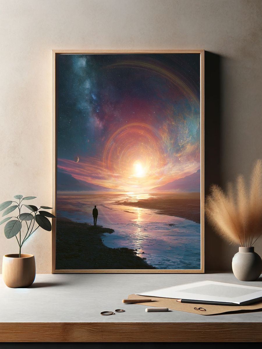 Cosmic Sunset Seascape Print. — room view 2