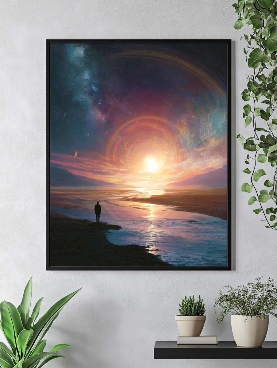 Cosmic Sunset Seascape Print. — room view 4