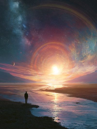 Cosmic Sunset Seascape Print.