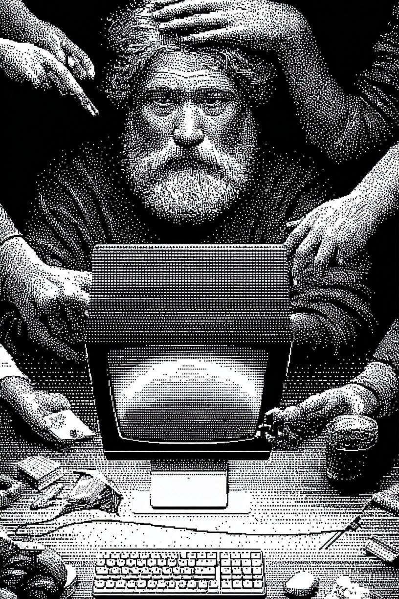 Surreal Computer Desk Portrait Print. poster detail