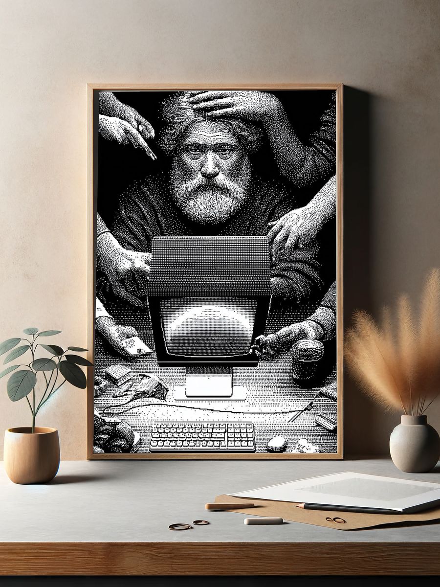 Surreal Computer Desk Portrait Print. — room view 2