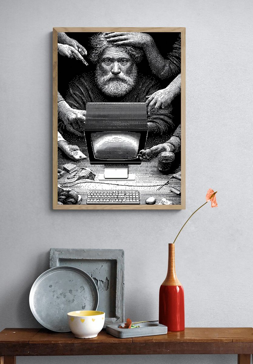 Surreal Computer Desk Portrait Print. — room view 3