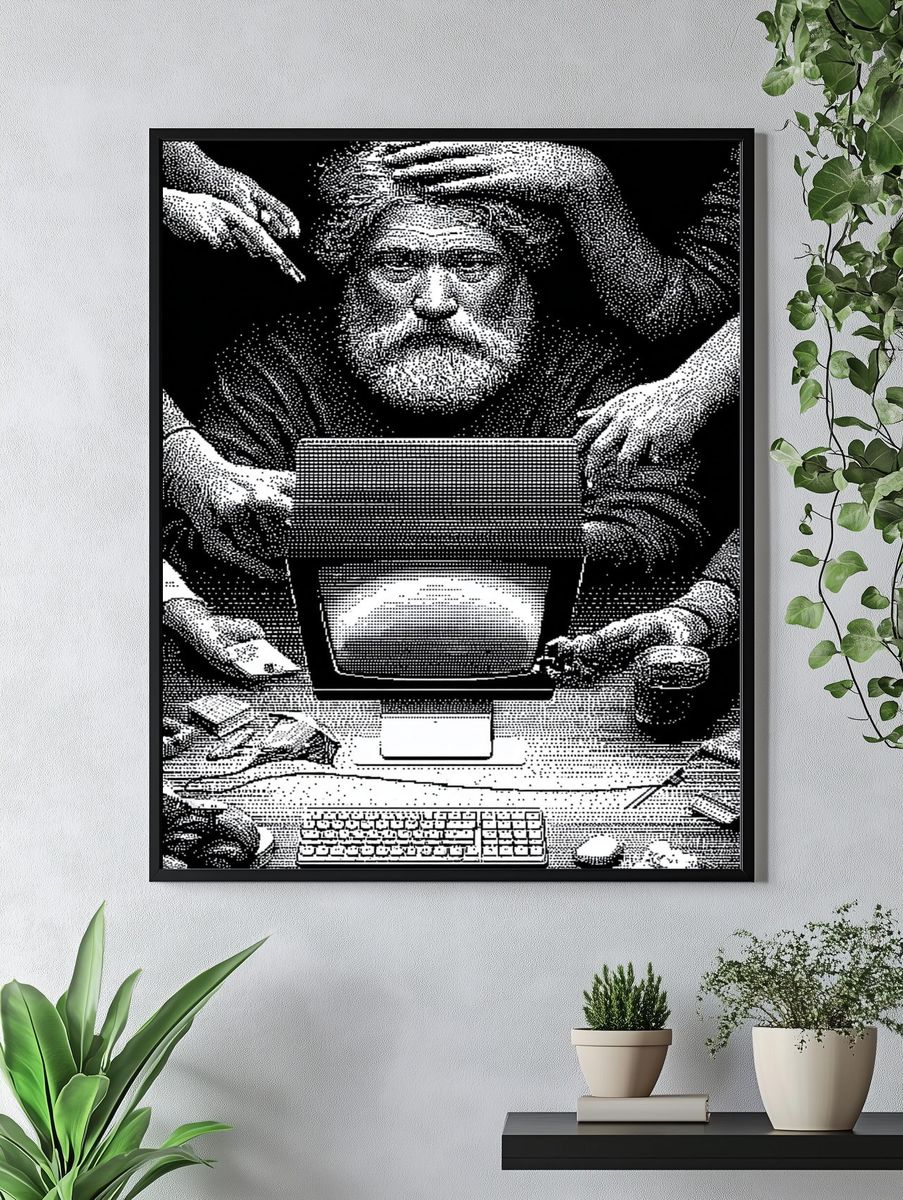Surreal Computer Desk Portrait Print. — room view 4