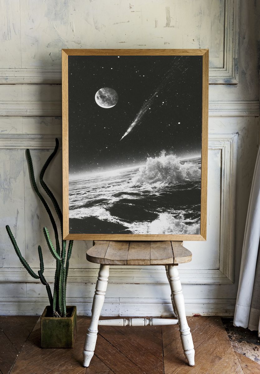 Moonlit Ocean Surrealism Poster. room preview