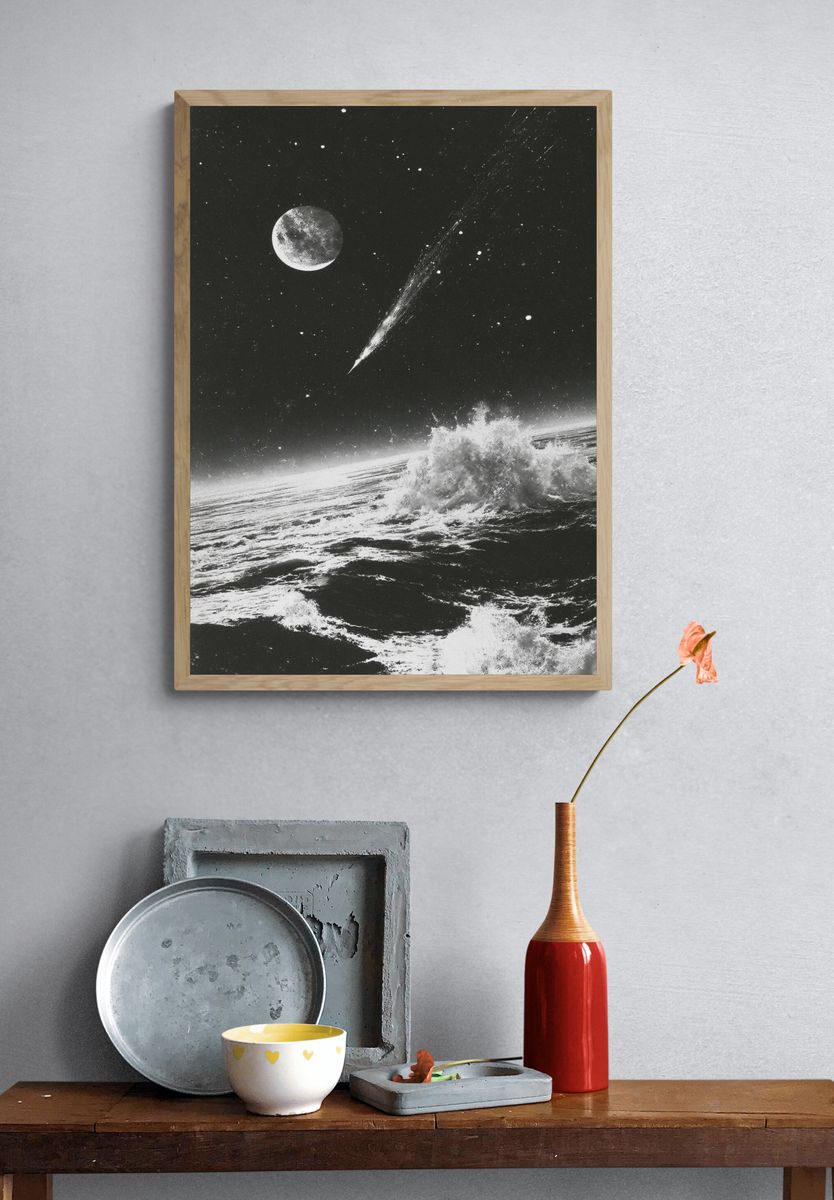Moonlit Ocean Surrealism Poster. — room view 3