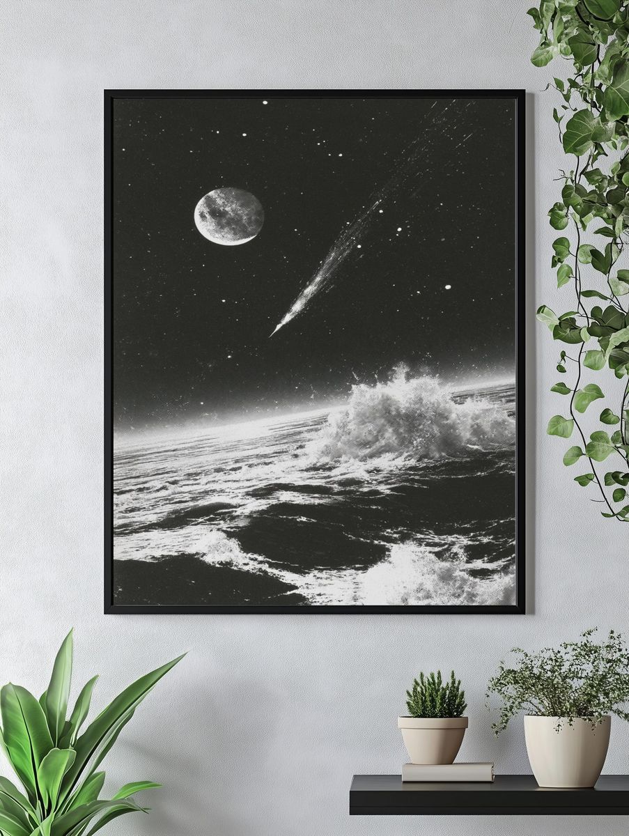 Moonlit Ocean Surrealism Poster. — room view 4