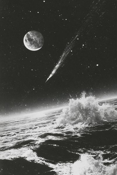 Moonlit Ocean Surrealism Poster.