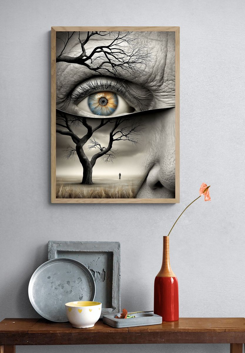 Surreal Eye and Tree Print. — room view 3