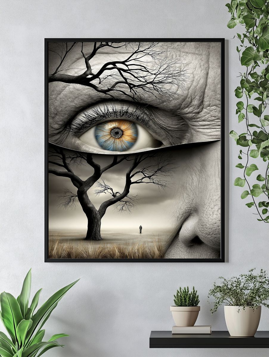 Surreal Eye and Tree Print. — room view 4