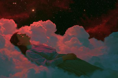 Dreaming in the Clouds Surrealism Print. poster