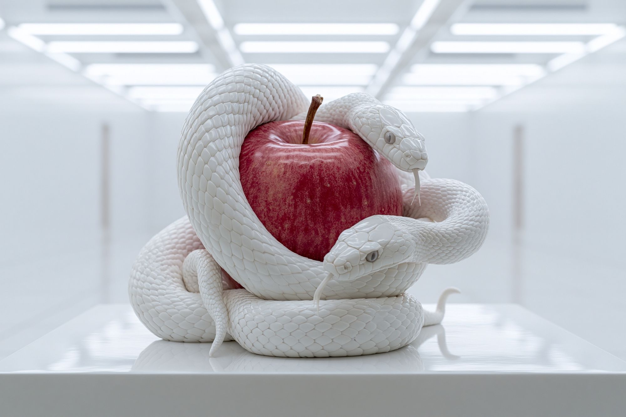 White Snakes and Red Apple Print. poster detail