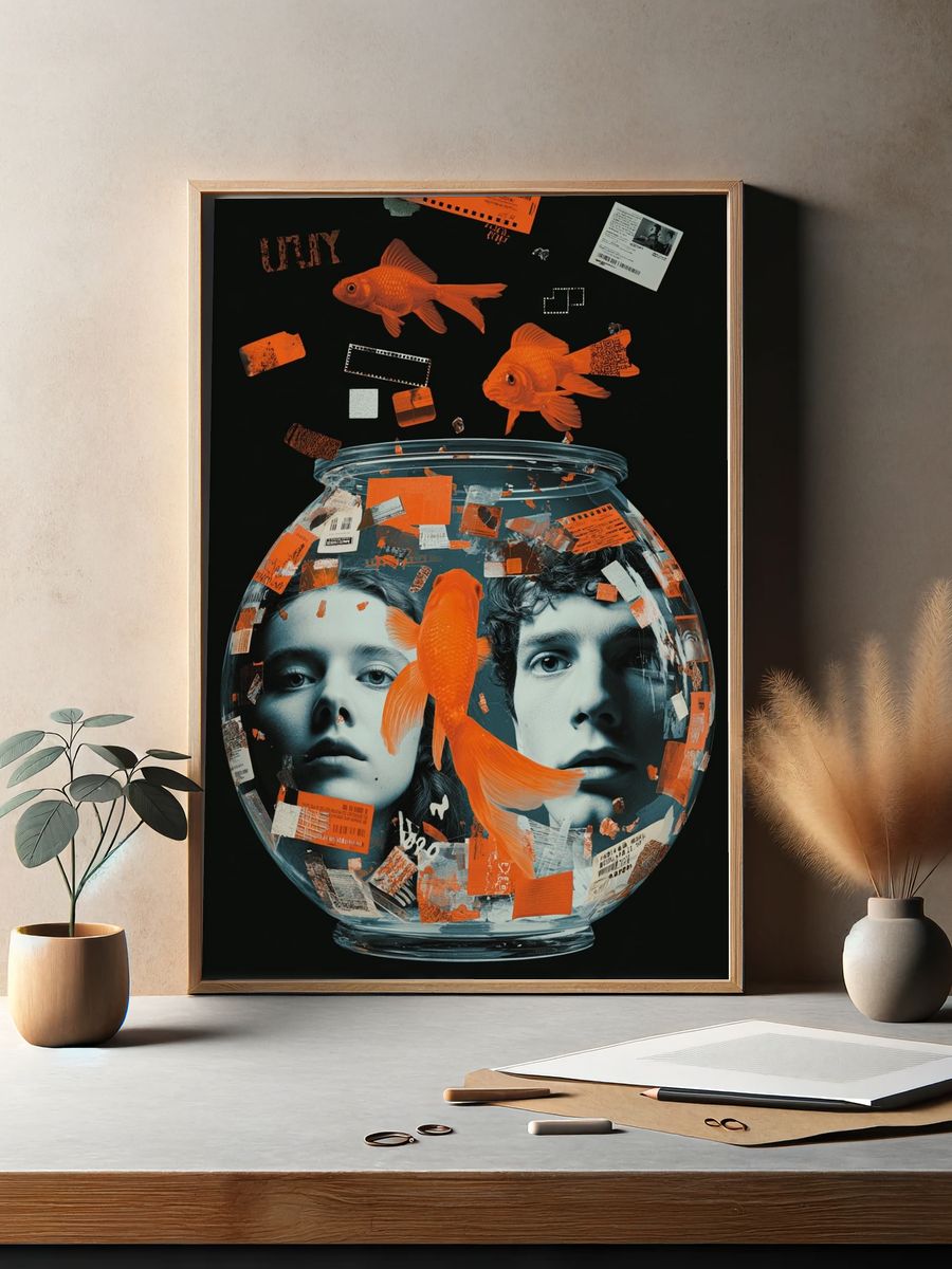 Goldfish Collage Surrealism Poster. — room view 2