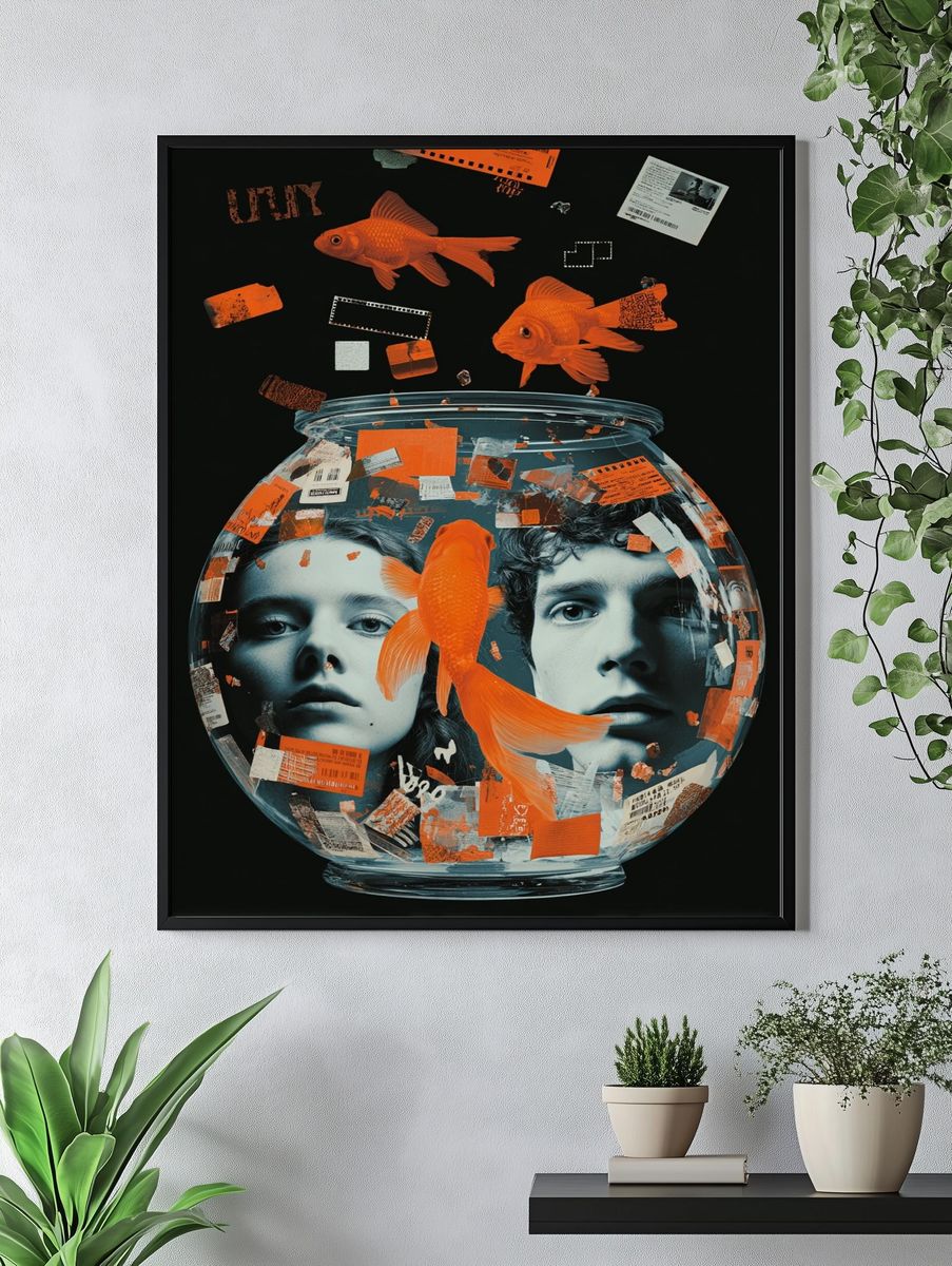 Goldfish Collage Surrealism Poster. — room view 4