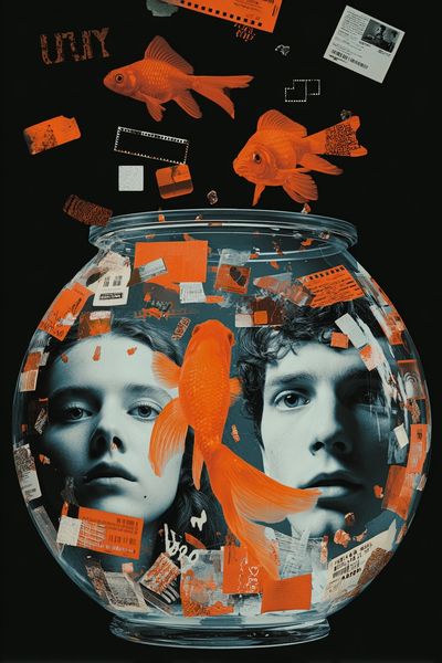 Goldfish Collage Surrealism Poster. poster