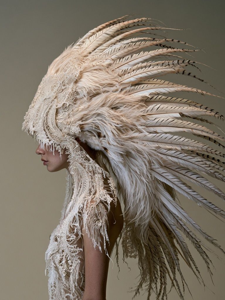 Feathered Couture Portrait Print. poster detail