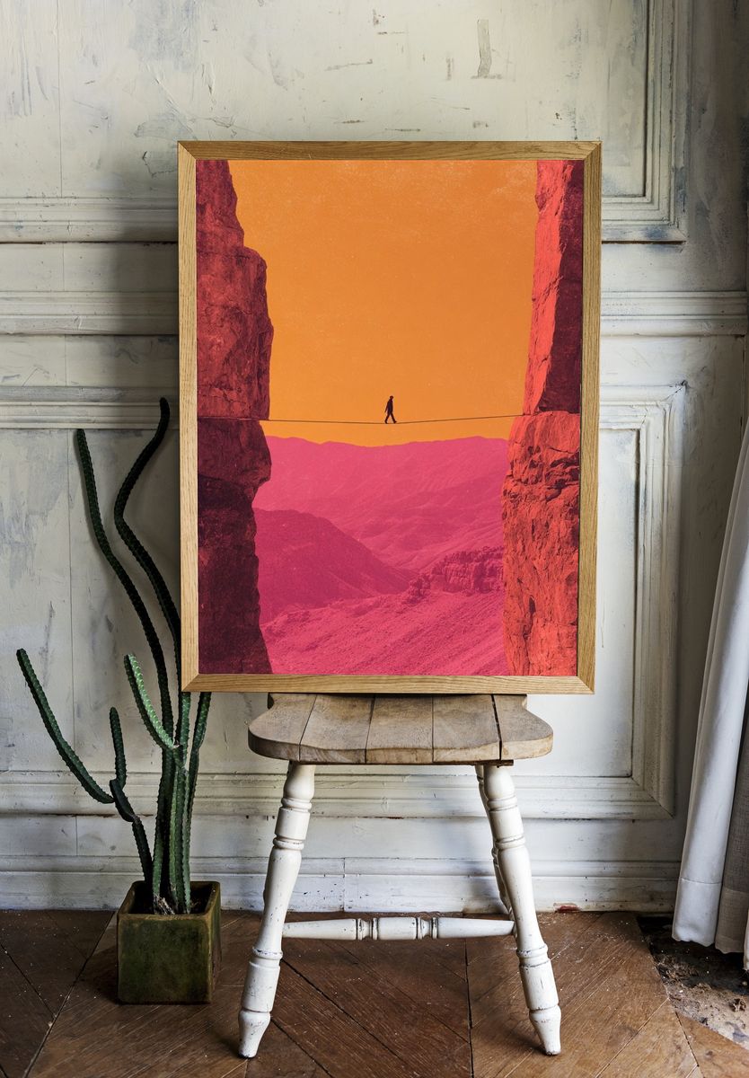 Desert Tightrope Sunset Poster. — room view 1
