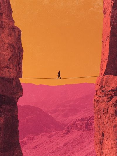 Desert Tightrope Sunset Poster.