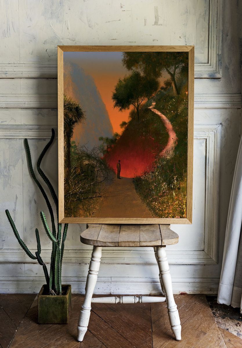 Surreal Sunset Path Poster. room preview