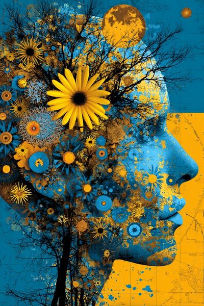 Floral Profile Surrealism Poster.