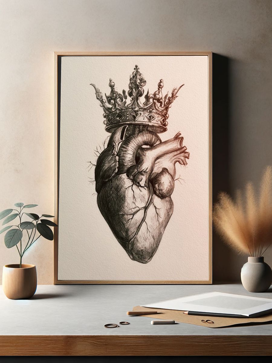 Crowned Heart Surrealism Print. — room view 2