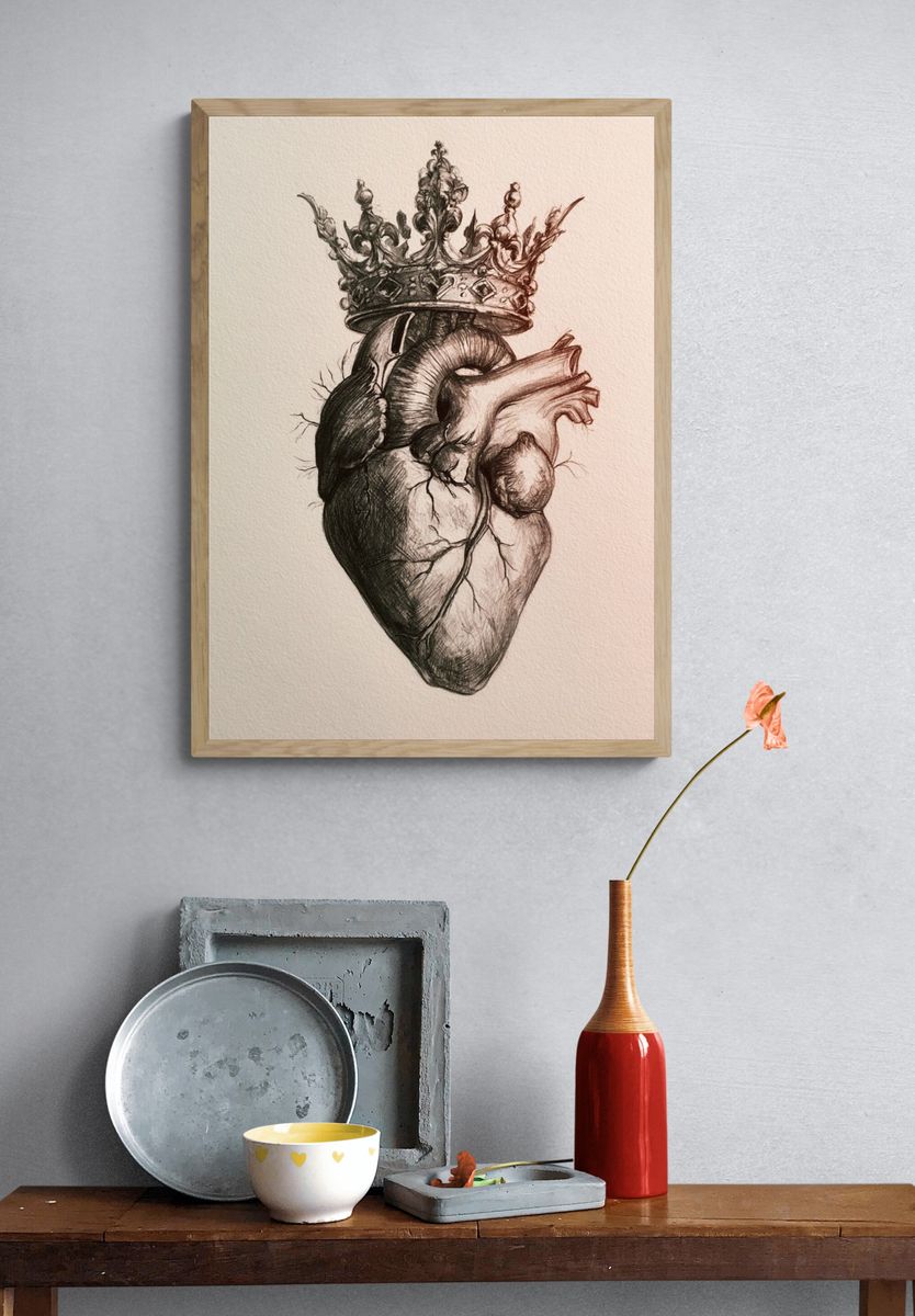 Crowned Heart Surrealism Print. — room view 3