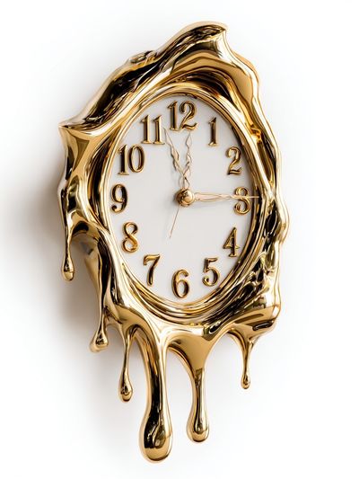 Melting Gold Clock Surrealism Poster. poster print