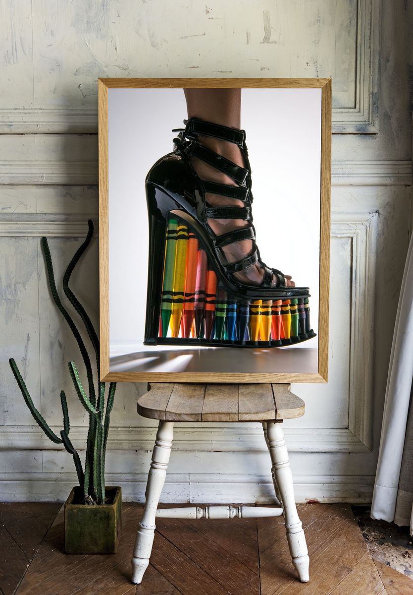 Crayon Wedge Heel Fashion Print. room preview