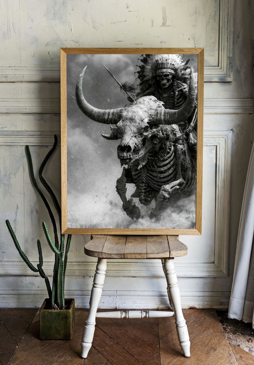 Skeleton Rider — Dark Fantasy Print. room preview
