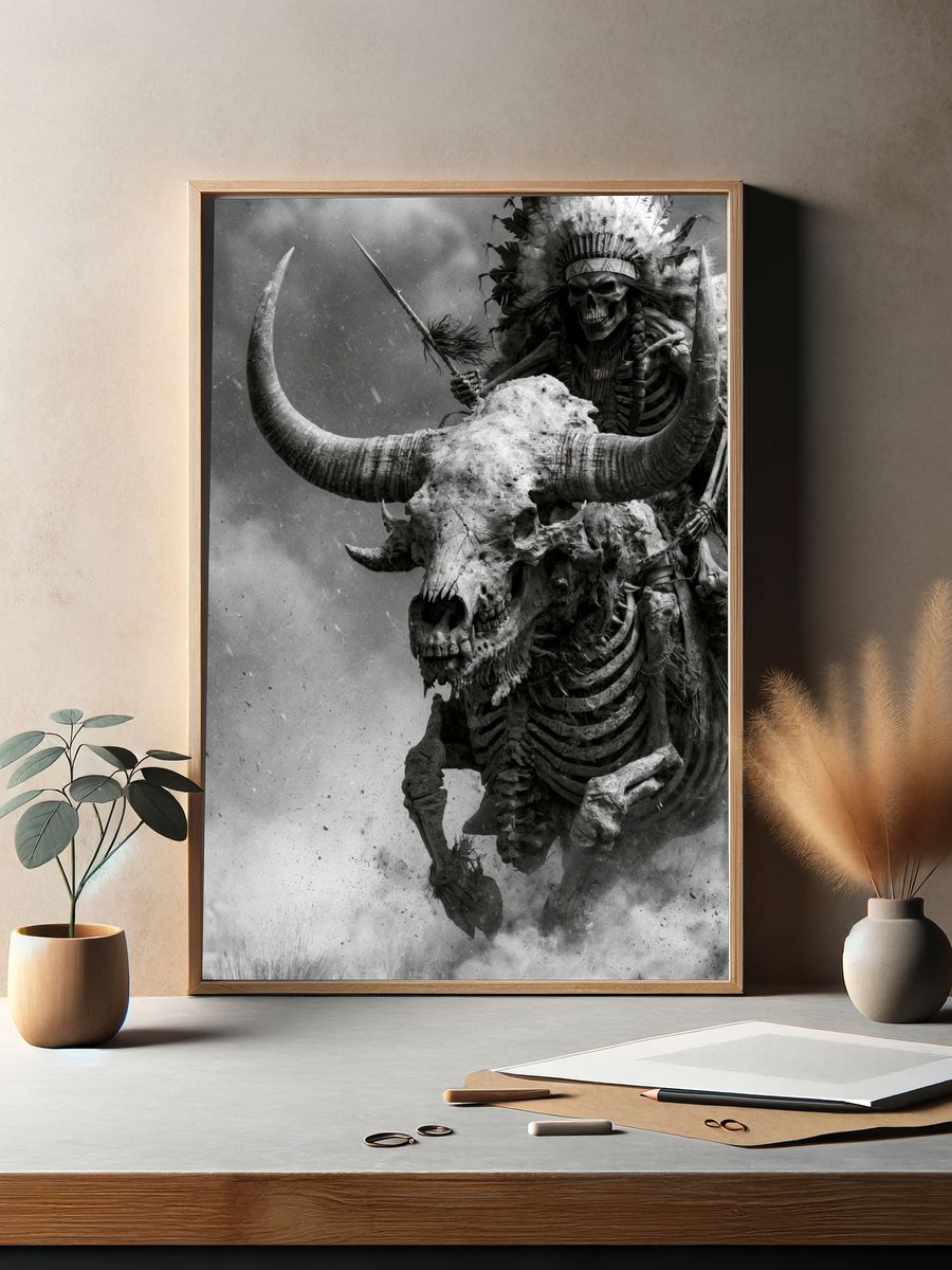 Skeleton Rider — Dark Fantasy Print. — room view 2