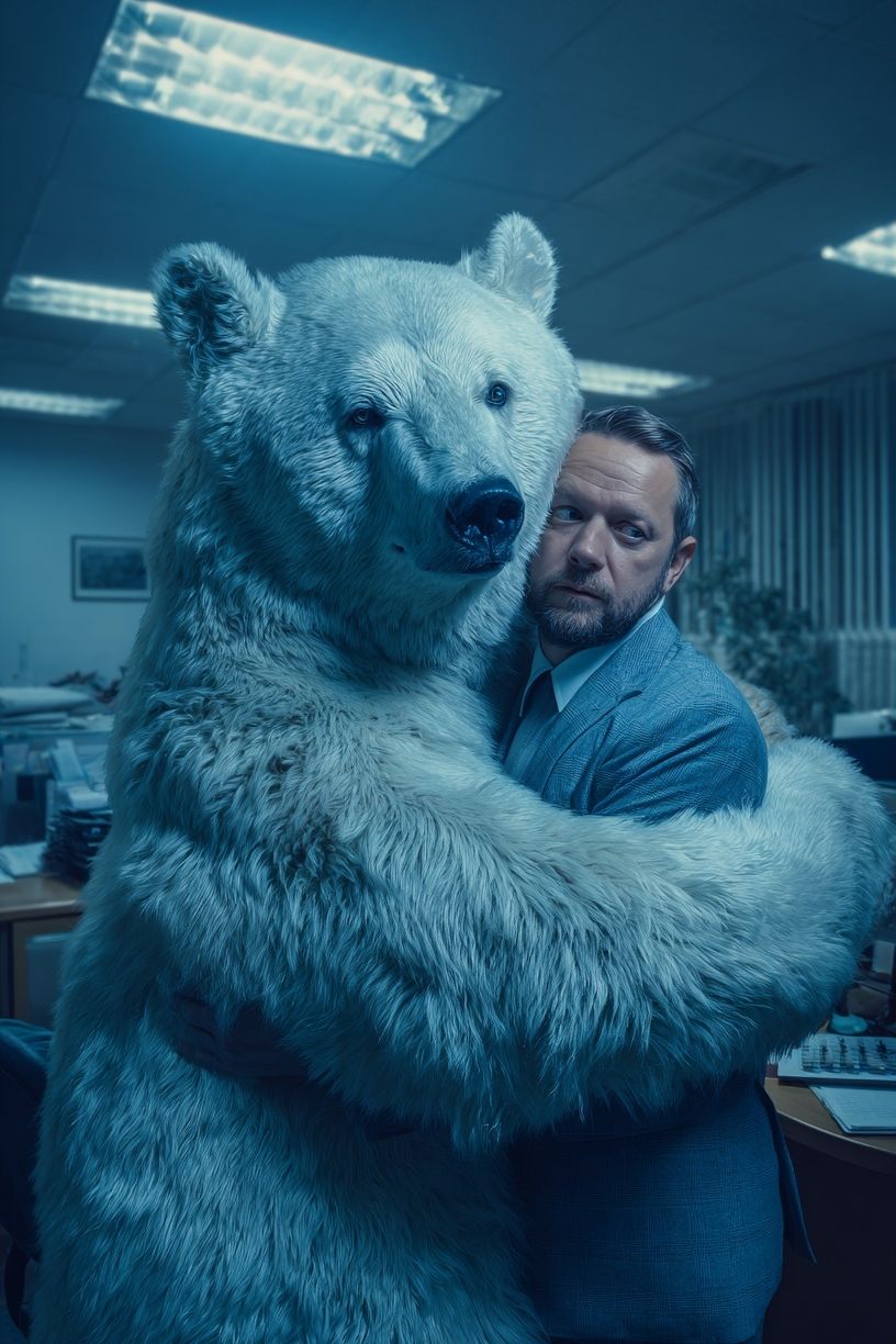 Polar Bear Hug Office Poster. poster detail