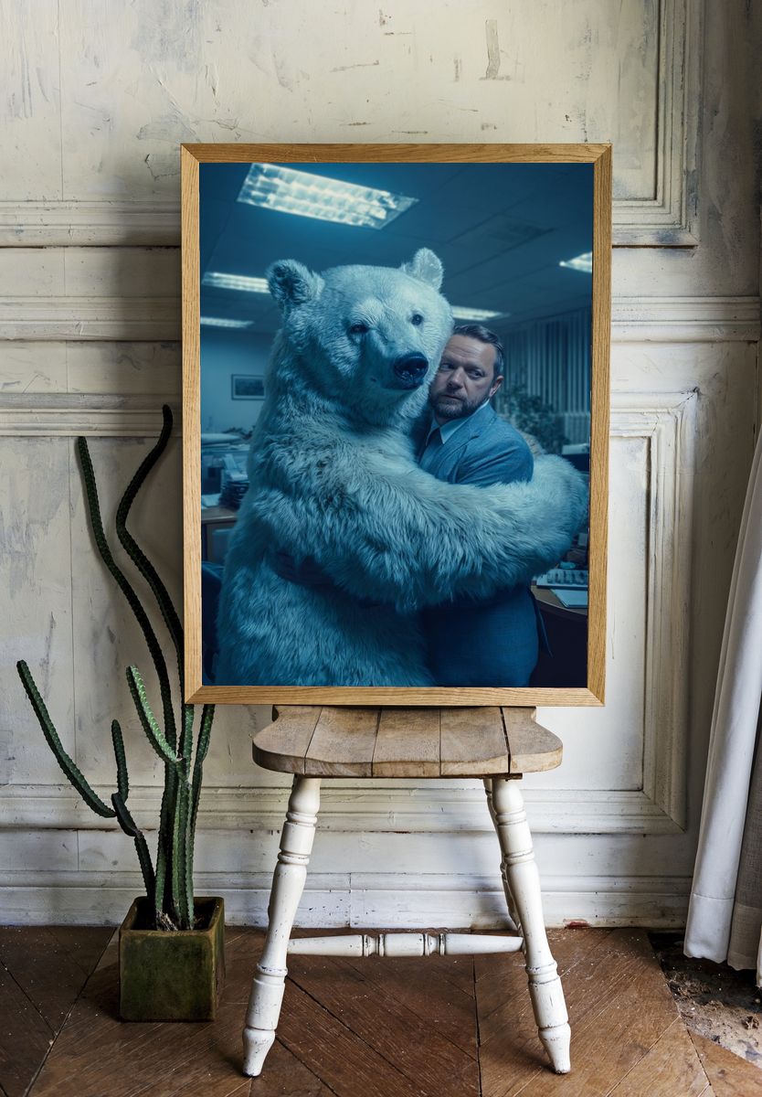 Polar Bear Hug Office Poster. room preview