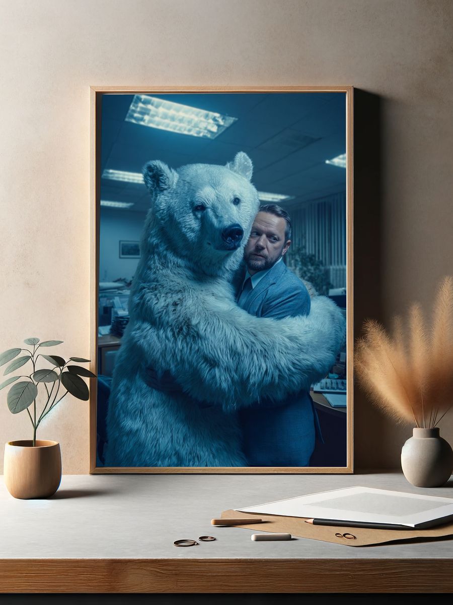 Polar Bear Hug Office Poster. — room view 2