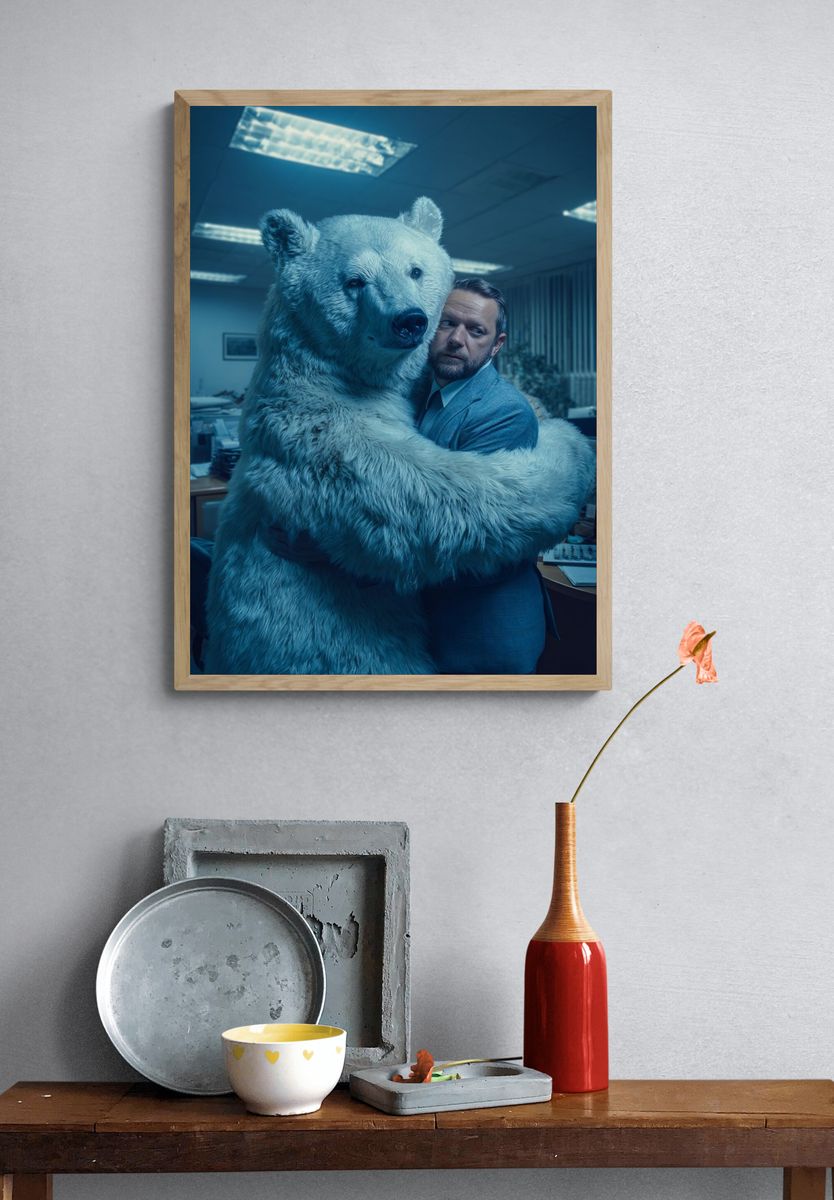 Polar Bear Hug Office Poster. — room view 3