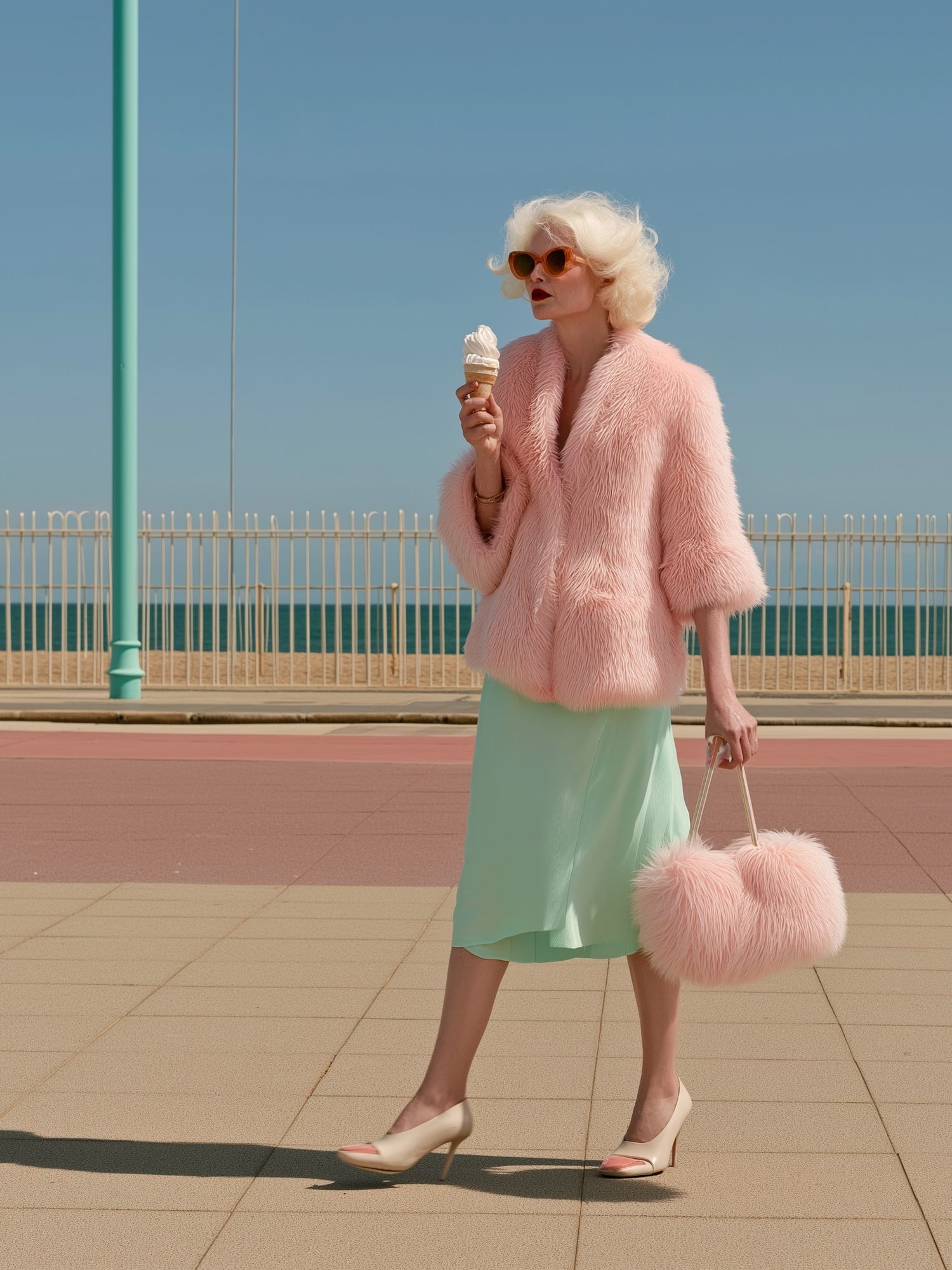 Pastel Seaside Fashion Portrait Print. poster — photography art