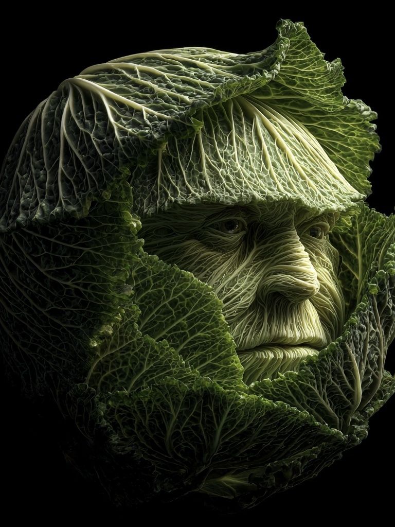 Cabbage Face Surrealism Print. poster detail