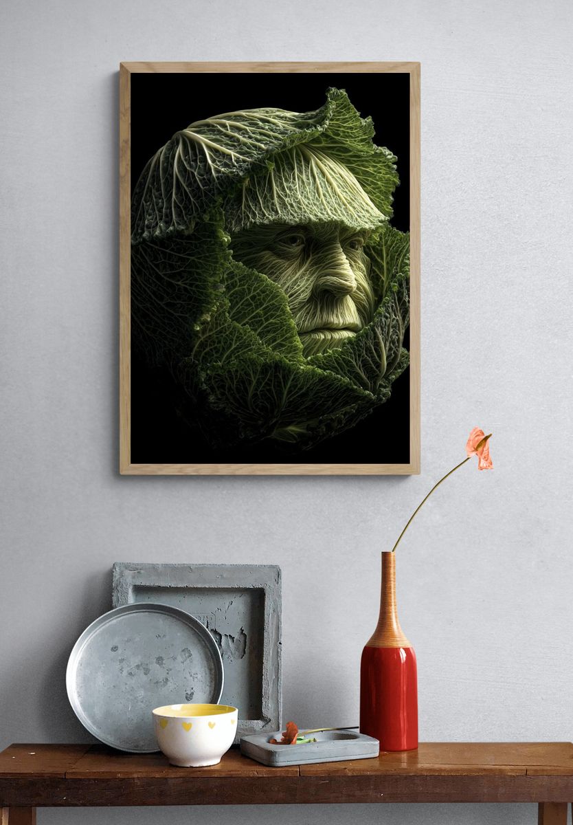 Cabbage Face Surrealism Print. — room view 3