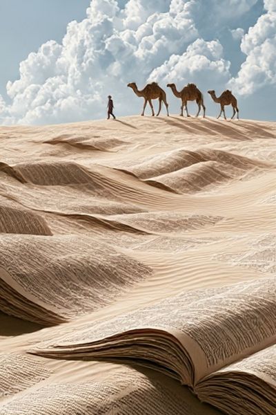 Desert Camels Surrealism Print.