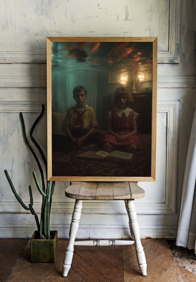 Underwater Fish Room Surrealism Print. — room view 1