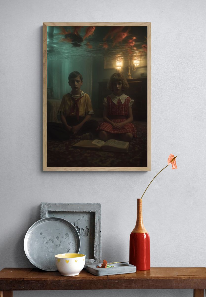 Underwater Fish Room Surrealism Print. — room view 3