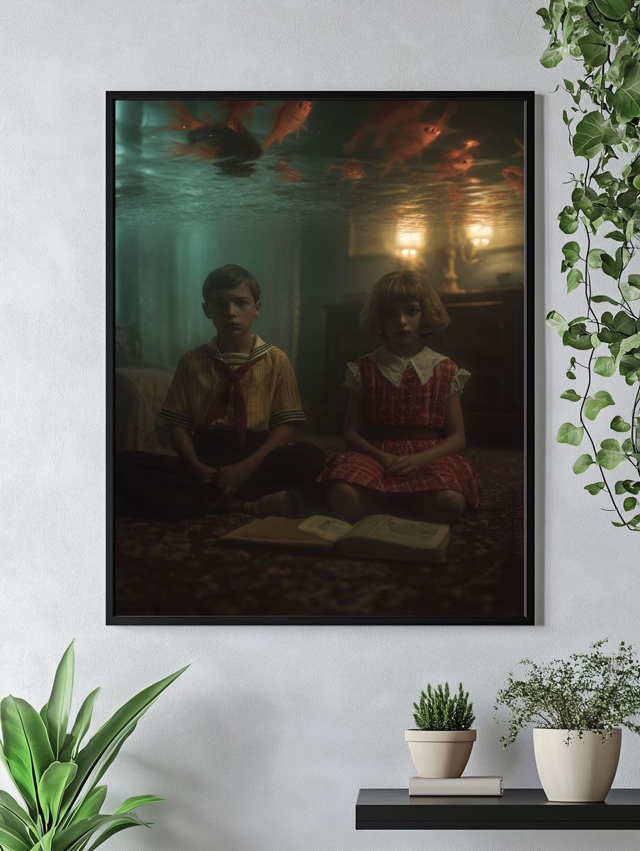 Underwater Fish Room Surrealism Print. — room view 4