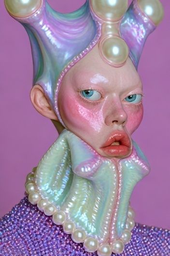 Surreal Pearl Portrait Print. poster — fashion art