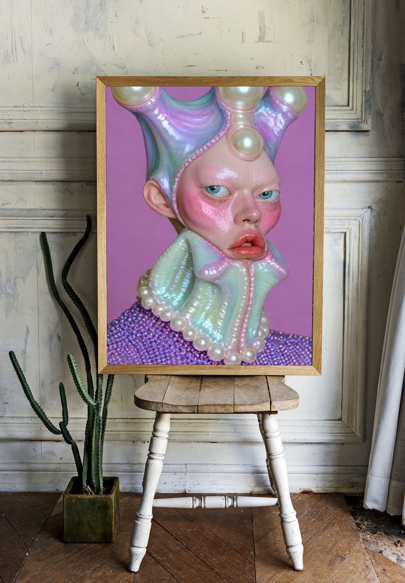 Surreal Pearl Portrait Print. room preview