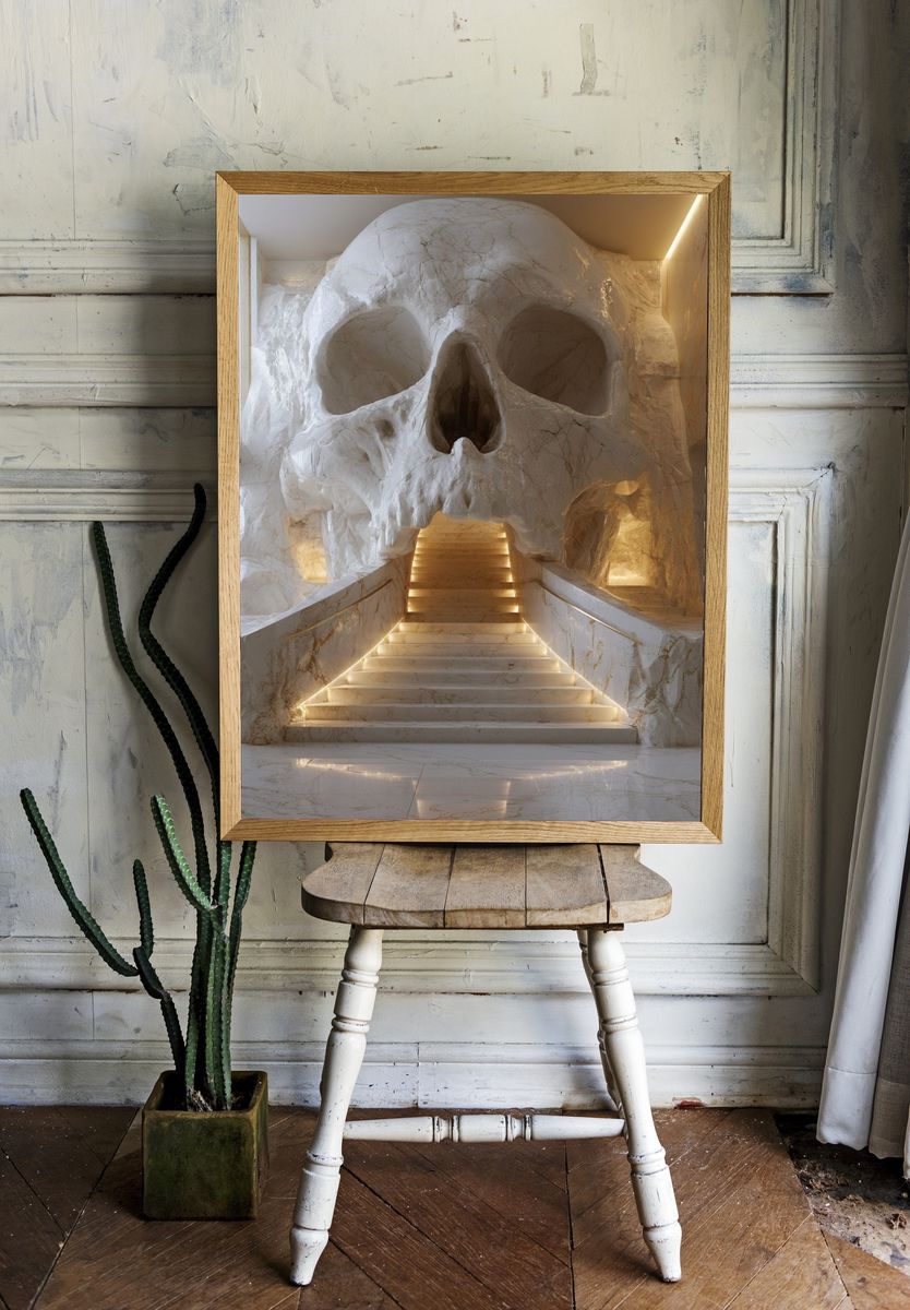 Skull Staircase Architecture Print. — room view 1