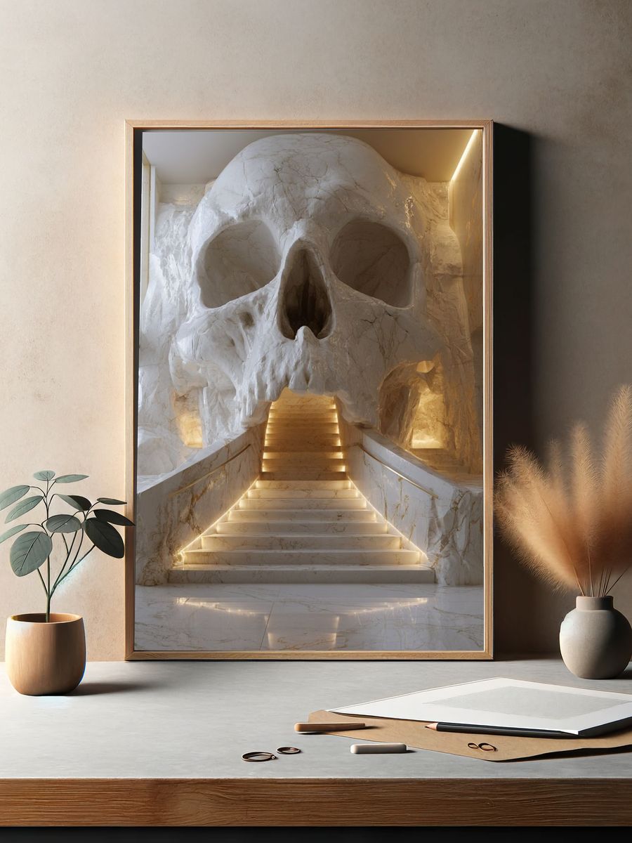 Skull Staircase Architecture Print. — room view 2