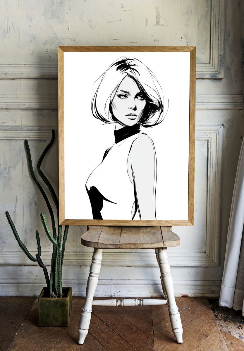 Fashion Sketch Portrait Poster. room preview