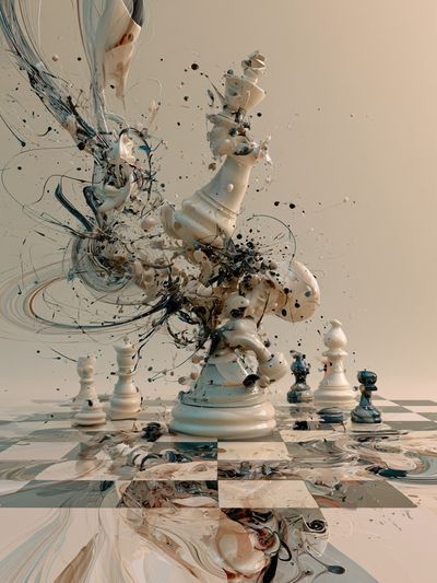 Surreal Chess Explosion Print. poster