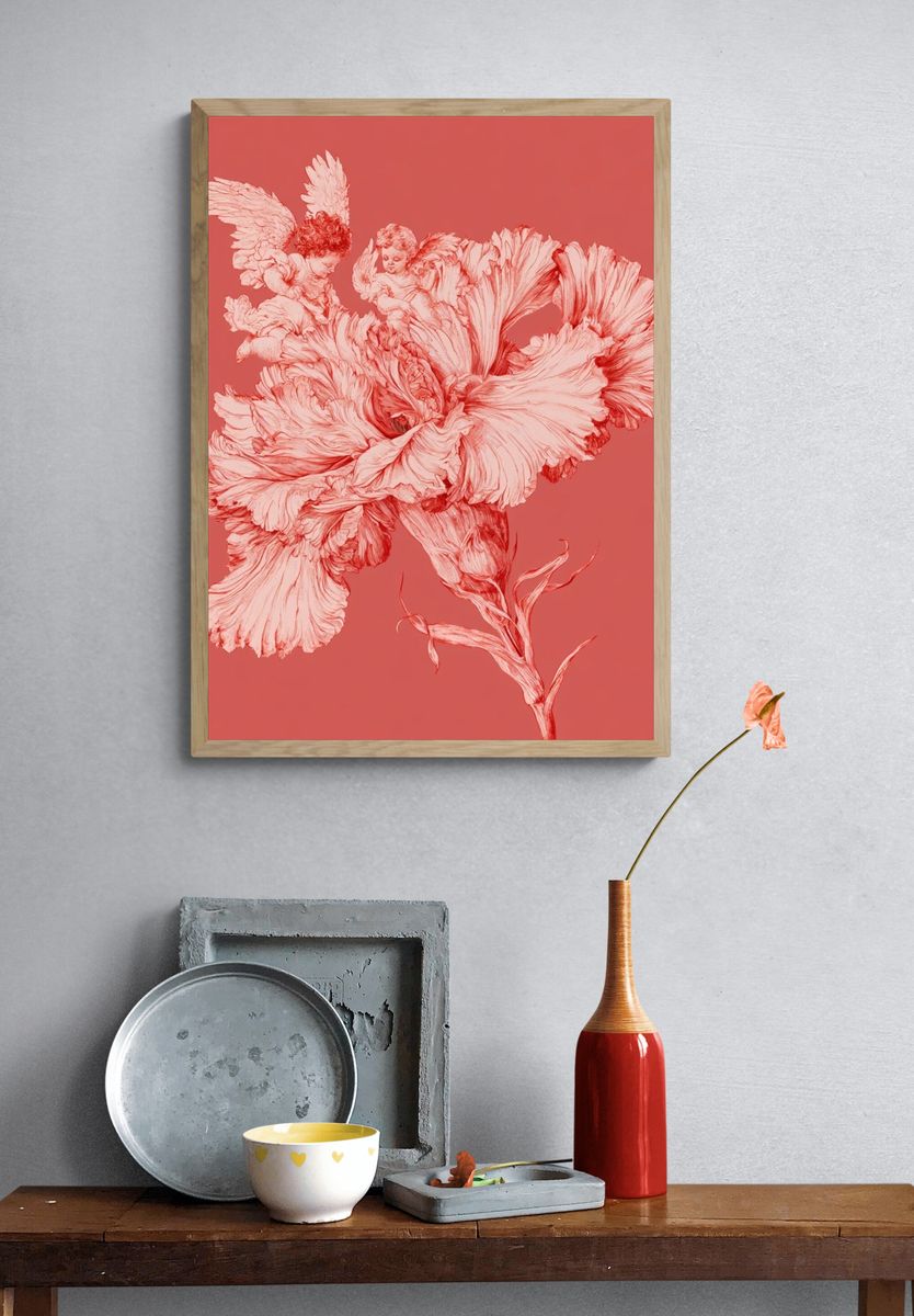 Cherub Floral Surrealism Print. — room view 3