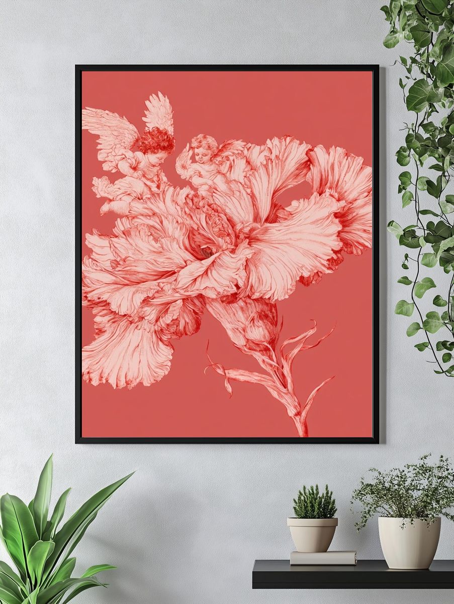 Cherub Floral Surrealism Print. — room view 4
