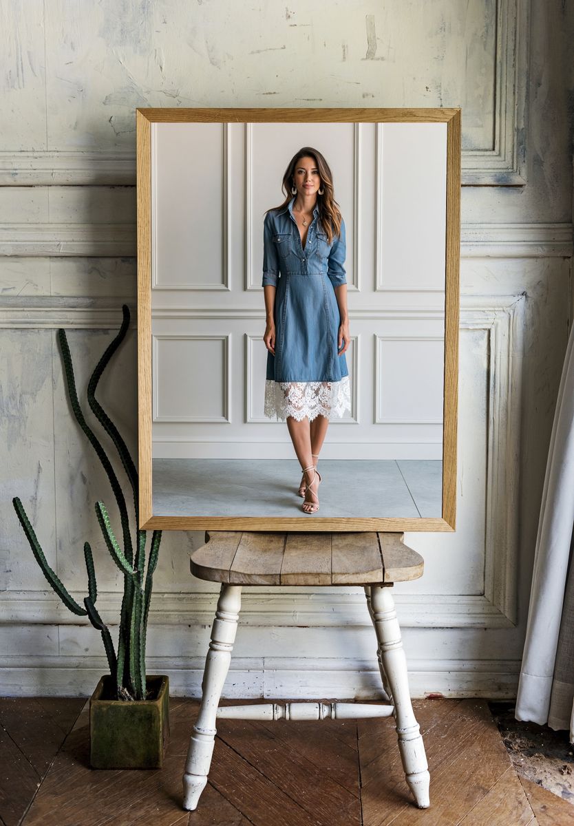 Denim Dress Portrait Print. room preview